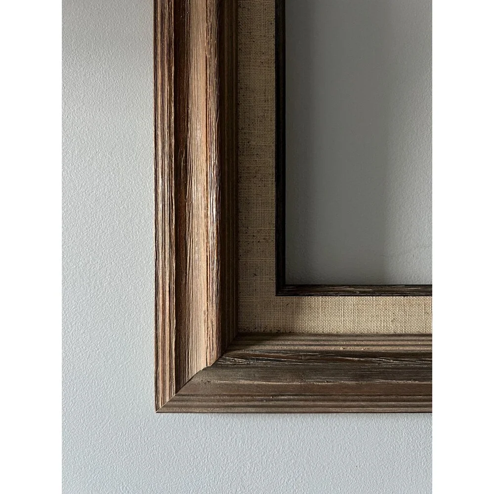 Vintage 8” x 10” Light Grey Wood Frame with Linen Detail